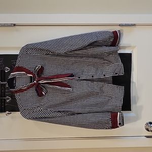 Shein mixed print tied neck plaid blouse